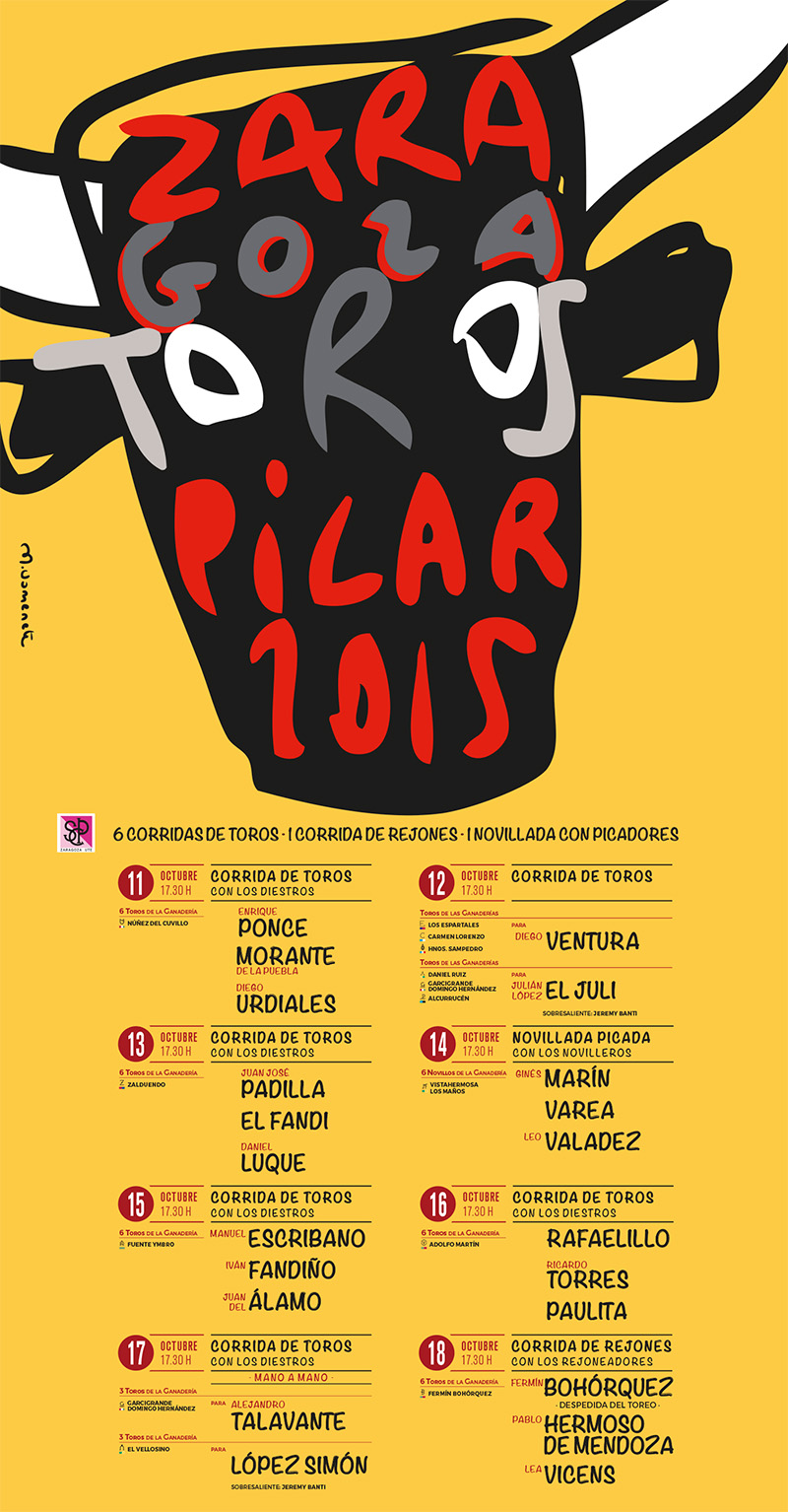 Cartel toros Zaragoza, Feria del Pilar 2015