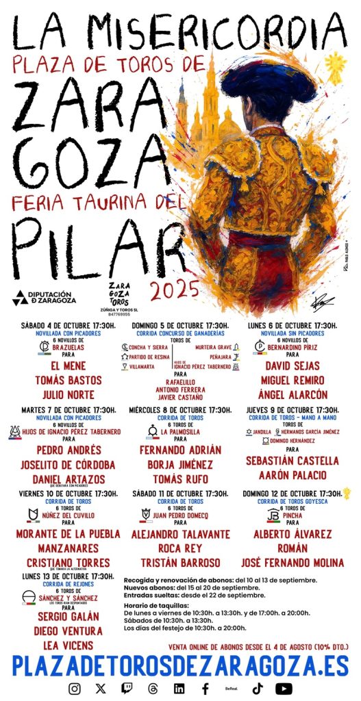 Cartel toros zaragoza 2025 - El Pilar